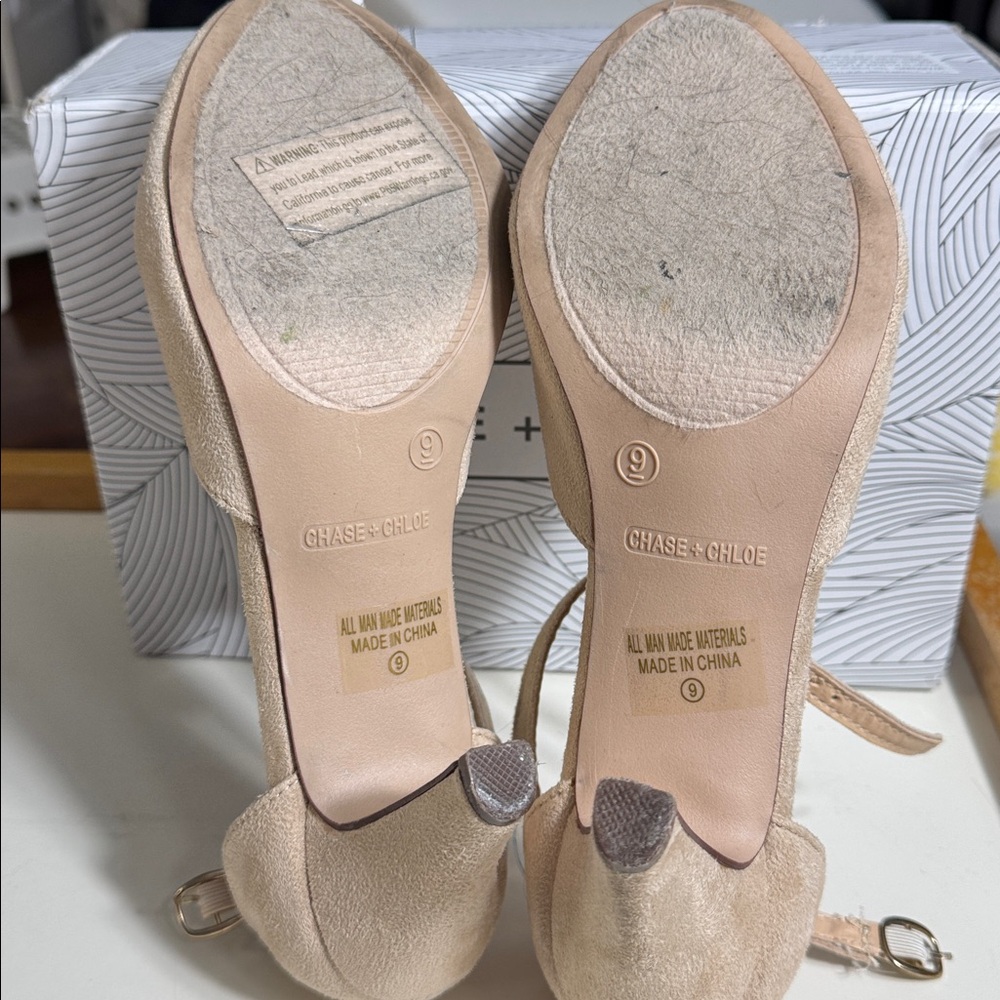 Chase + Chloe Blush Beige Suede Heels - Picture 5 of 5